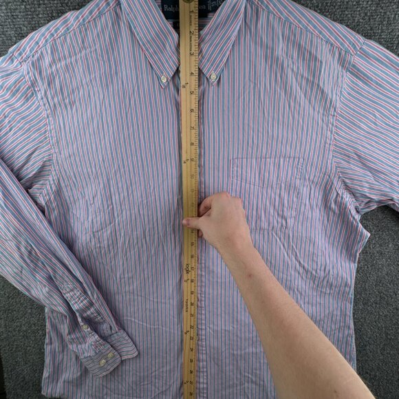 Ralph Lauren Men Long Sleeve Button Up Shirt Adult Striped Pink Blue XL Custom - Picture 3 of 11